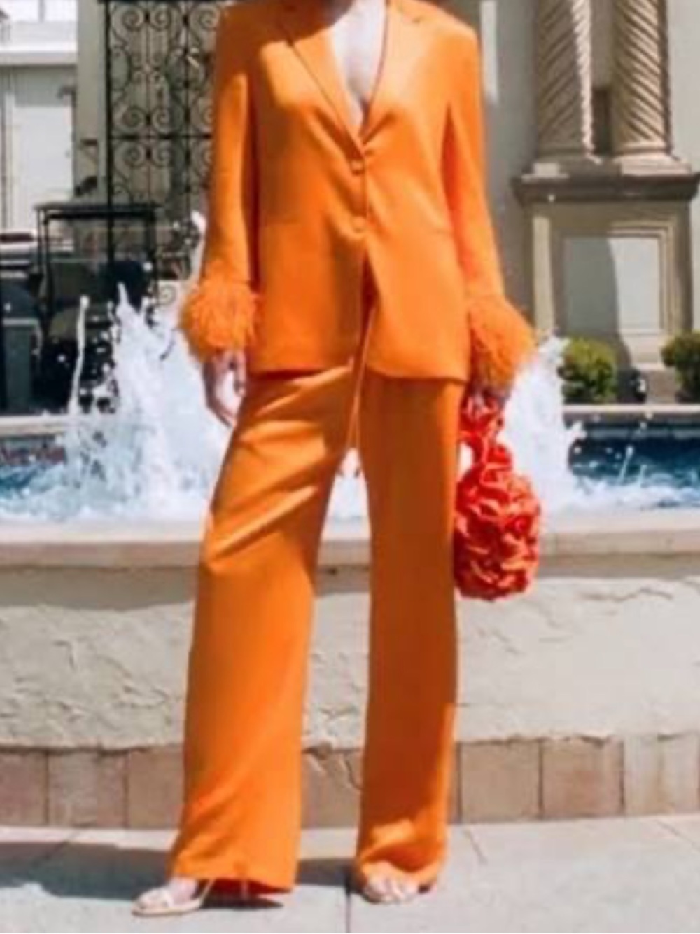 Zara Orange Flowy Pants